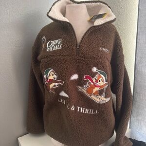 Disney Brown Fleece Jacket with Chip & Dale Design